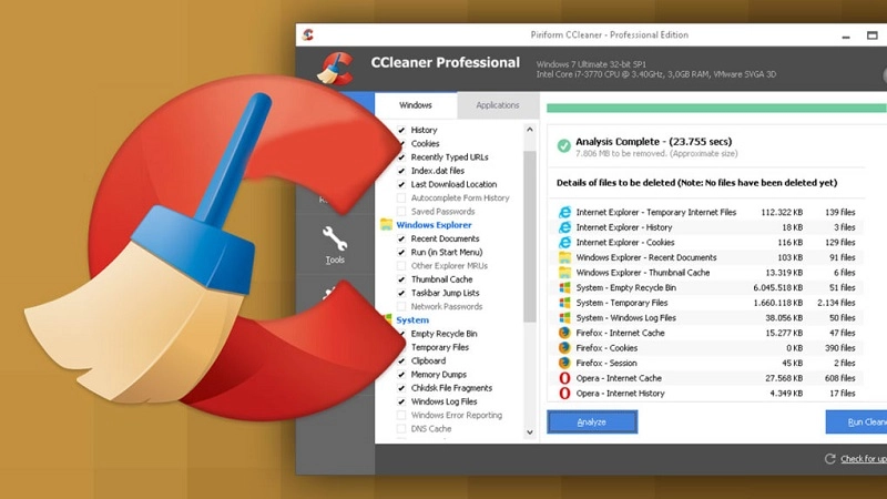 Cài đặt CCleaner PC, với tùy chọn ngôn ngữ.