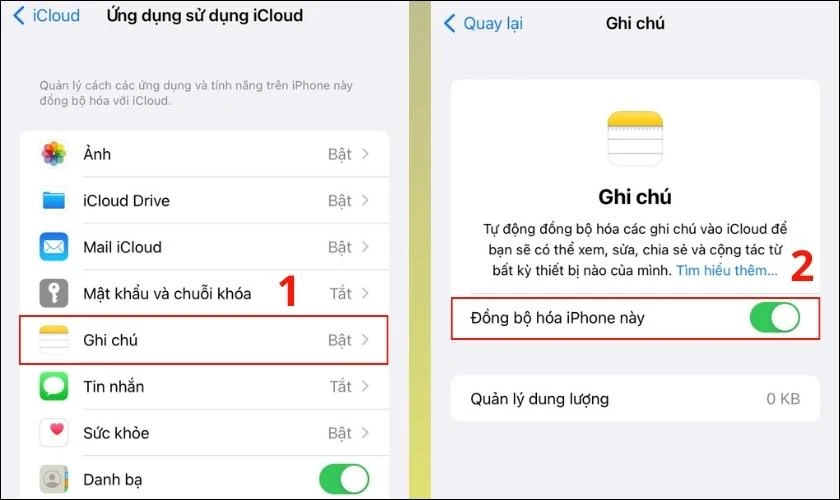 Bật tính năng đồng bộ trong cài đặt