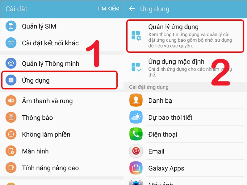 quản lý ứng dụng trên điện thoại