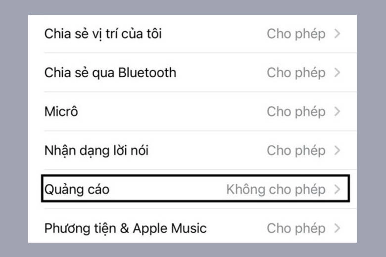 Quyền riêng tư trên iPhone (Vô hiệu hóa quảng cáo iPhone).